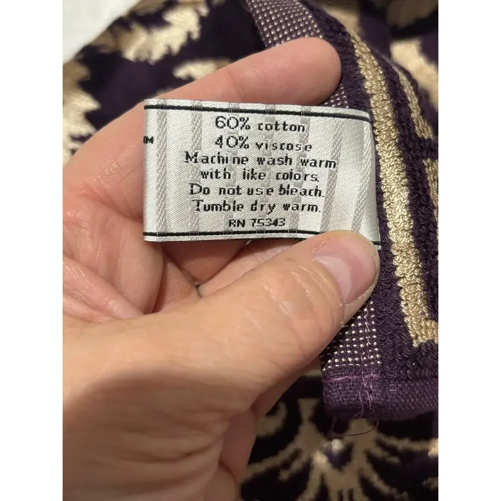 Well dressed home purple gold Greek key hand towel nwot cotton viscose blend
